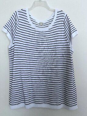 Talbots White Striped Cotton Top 1x